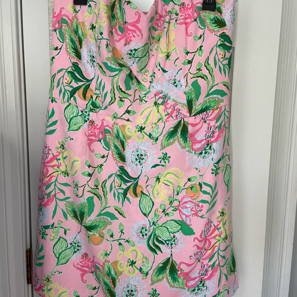 Lilly Pulitzer Pink Strapless Floral Dress/Romper size 14